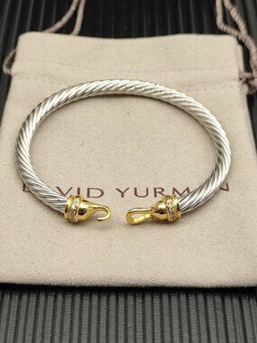 David Yurman Two-Tone Cable Bracelet with Gold Accents 3mm